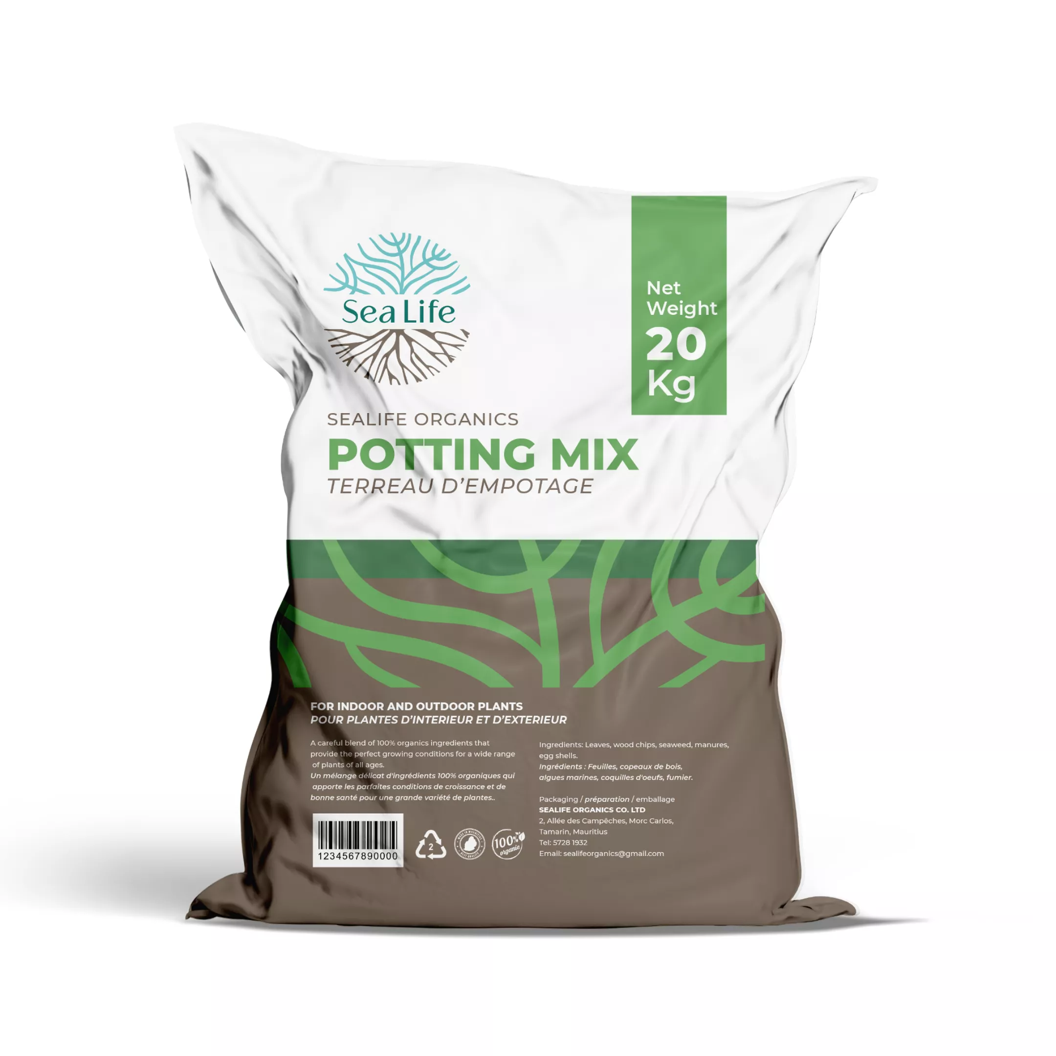 Organic potting mix by SeaLife Organics, ideal for indoor and outdoor container gardening